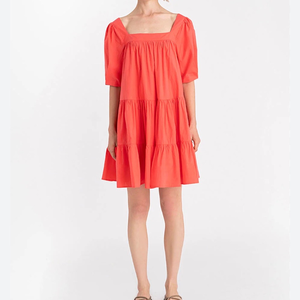 NEU NOMADS NWT SZ medium mini‎ square organic cotton  tiered mini dress